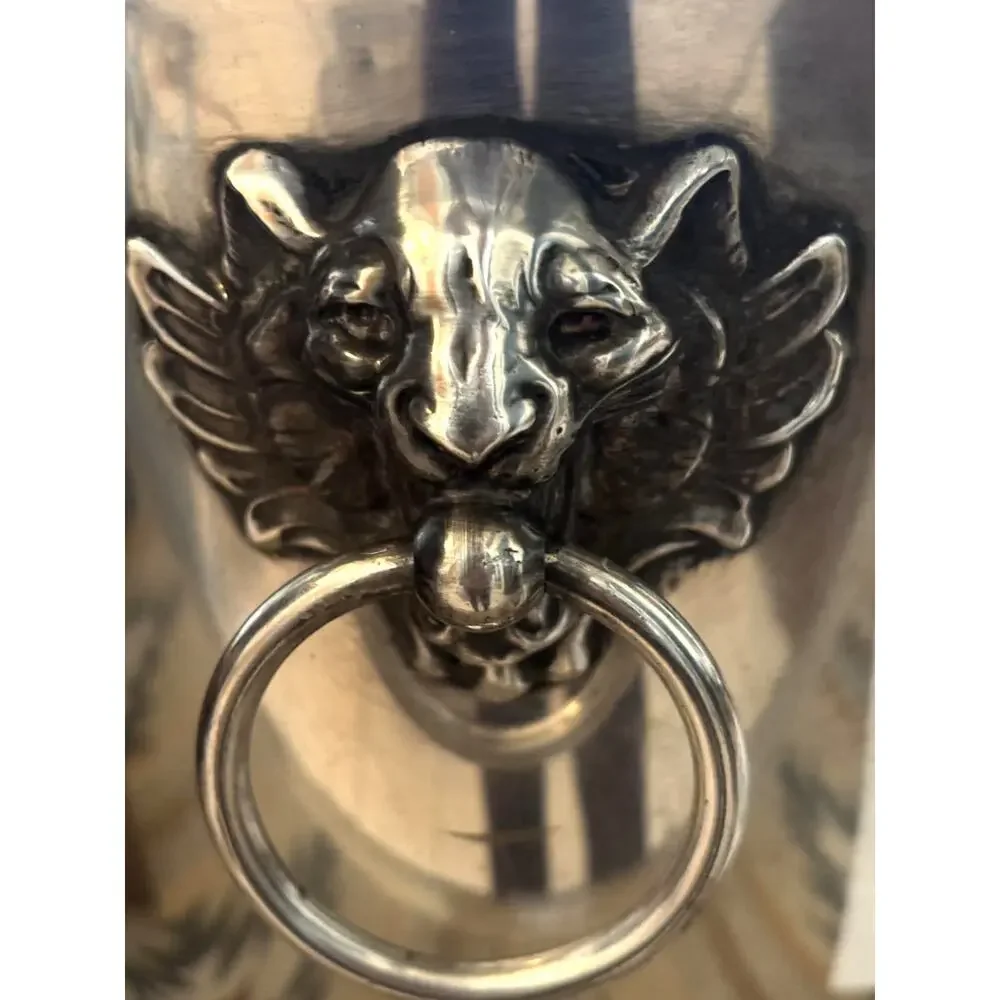 Vintage Poole Silver Plate Champagne Bucket Lion Head Handles Ice Wine Cooler